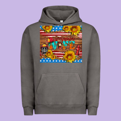 American Flag Firefighter Wife Urban Hoodie Designed By Hra Design Shop