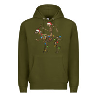 Army Green skeleton deer santa Premium Hoodie - FaDigitalArtStudio