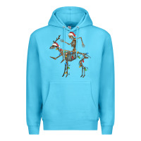 Ocean Blue skeleton deer santa Premium Hoodie - FaDigitalArtStudio