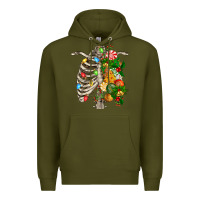 Army Green skeleton chest christmas Premium Hoodie - FaDigitalArtStudio