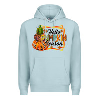 Blue Mist hello pumpkin season Premium Hoodie - RacoonDesign