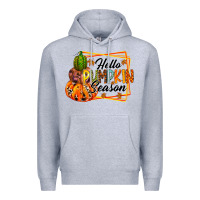 Heather Grey hello pumpkin season Premium Hoodie - RacoonDesign