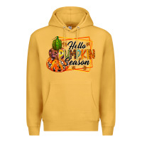 Mustard hello pumpkin season Premium Hoodie - RacoonDesign