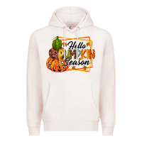 Pale Pink hello pumpkin season Premium Hoodie - RacoonDesign