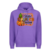 Purple hello pumpkin season Premium Hoodie - RacoonDesign