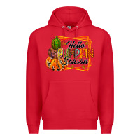 Red hello pumpkin season Premium Hoodie - RacoonDesign