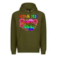 Army Green lgbtq kiss me Premium Hoodie - HRA Design Shop