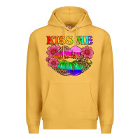 Mustard lgbtq kiss me Premium Hoodie - HRA Design Shop