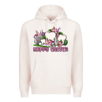 Pale Pink Happy Easter teeth Premium Hoodie - OliviaCreatesArt