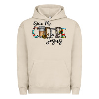 Pigment French Oak give me coffee jesus Urban Hoodie - CowhideDigitalArt