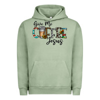 Pigment Oil Green give me coffee jesus Urban Hoodie - CowhideDigitalArt