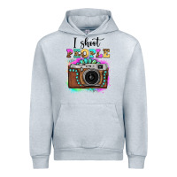 Heather Grey i shoot people tie dye gemstone vintage camera Urban Hoodie - FaDigitalArtStudio