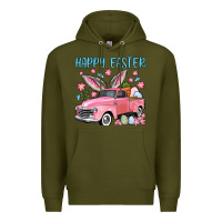Army Green Happy Easter truck Premium Hoodie - OliviaCreatesArt