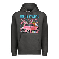 Charcoal Heather Happy Easter truck Premium Hoodie - OliviaCreatesArt