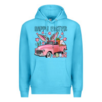 Ocean Blue Happy Easter truck Premium Hoodie - OliviaCreatesArt