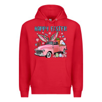 Red Happy Easter truck Premium Hoodie - OliviaCreatesArt