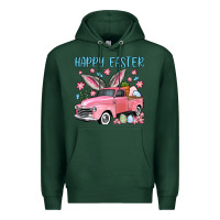 Sports Green Happy Easter truck Premium Hoodie - OliviaCreatesArt