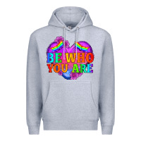 Heather Grey be who you are Premium Hoodie - HRA Design Shop