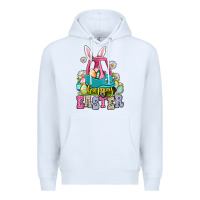 White Happy Easter toddler car Premium Hoodie - OliviaCreatesArt