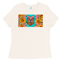Bone mama bear with sunflowers and glasses license plate Ladies Tee - Artiststas