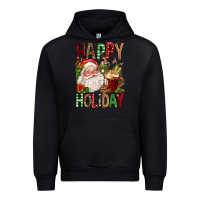 Black happy holiday santa claus christmas Urban Hoodie - FaDigitalArtStudio