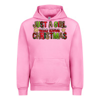Fuchsia Pink just a girl who loves christmas with cookies Urban Hoodie - FaDigitalArtStudio
