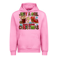 Fuchsia Pink just a girl who loves christmas Urban Hoodie - FaDigitalArtStudio