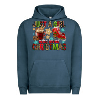 Pigment Midnight Navy just a girl who loves christmas Urban Hoodie - FaDigitalArtStudio