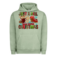 Pigment Oil Green just a girl who loves christmas Urban Hoodie - FaDigitalArtStudio