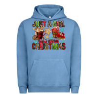 Pigment Pebble Blue just a girl who loves christmas Urban Hoodie - FaDigitalArtStudio