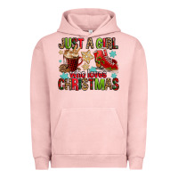 Pigment Salmon just a girl who loves christmas Urban Hoodie - FaDigitalArtStudio
