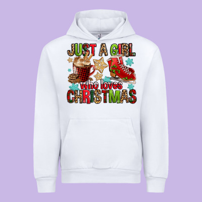Just A Girl Who Loves Christmas Urban Hoodie Designed By Fadigitalartstudio