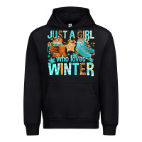 Black just a girl who loves winter Urban Hoodie - FaDigitalArtStudio