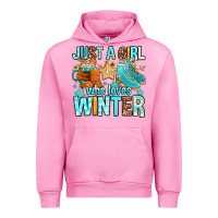 Fuchsia Pink just a girl who loves winter Urban Hoodie - FaDigitalArtStudio