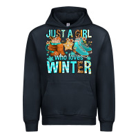 Navy just a girl who loves winter Urban Hoodie - FaDigitalArtStudio