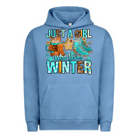 Pigment Pebble Blue just a girl who loves winter Urban Hoodie - FaDigitalArtStudio
