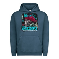 Pigment Midnight Navy literally freezing skull Urban Hoodie - FaDigitalArtStudio
