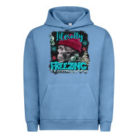 Pigment Pebble Blue literally freezing skull Urban Hoodie - FaDigitalArtStudio