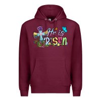 Burgundy Easter Day He is risen Premium Hoodie - OliviaCreatesArt