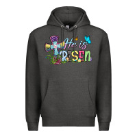 Charcoal Heather Easter Day He is risen Premium Hoodie - OliviaCreatesArt