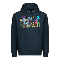 Navy Easter Day He is risen Premium Hoodie - OliviaCreatesArt