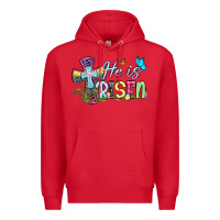 Red Easter Day He is risen Premium Hoodie - OliviaCreatesArt