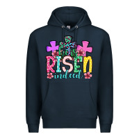 Navy Easter Day He is risen indeed Premium Hoodie - OliviaCreatesArt