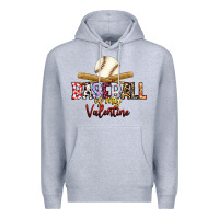 Heather Grey baseball is my valentine Premium Hoodie - RacoonDesign