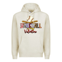 Oatmeal Heather baseball is my valentine Premium Hoodie - RacoonDesign