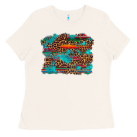 Bone western serape leopard turquoise  background Ladies Tee - Artiststas