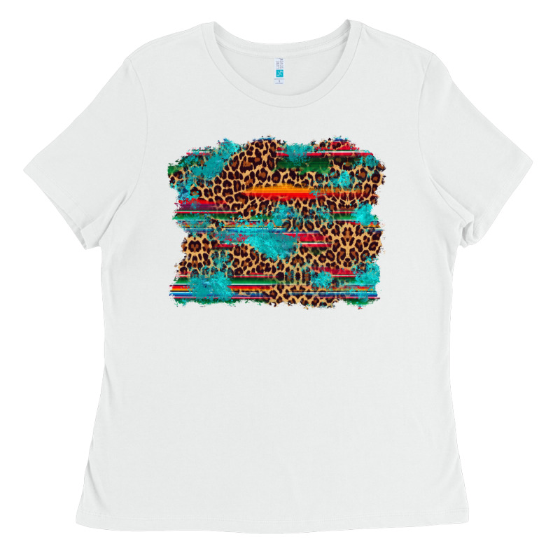 Western Serape Leopard Turquoise  Background Ladies Tee by Artiststas | Teevron