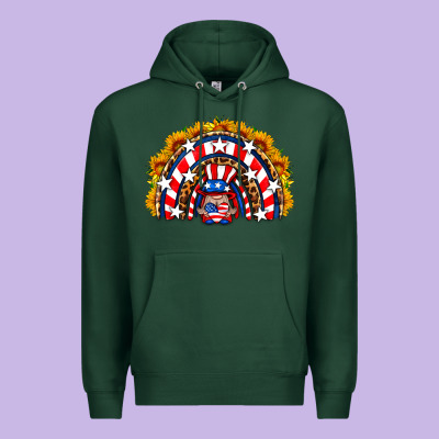Usa Gnome Sunflower Rainbow Premium Hoodie Designed By Hra Design Shop
