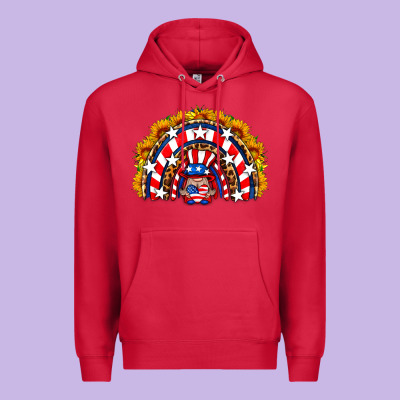 Usa Gnome Sunflower Rainbow Premium Hoodie Designed By Hra Design Shop