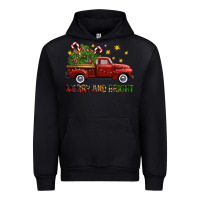 Black Merry And Bright Christmas Trees Truck Urban Hoodie - FaDigitalArtStudio